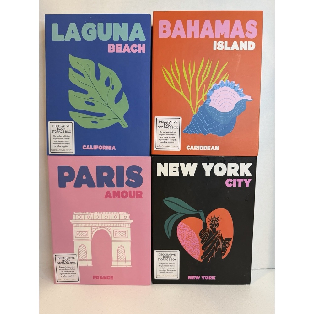 Secret Designworks Ink City Travel Book-Shaped Box Orange Blue Pink Black Decor